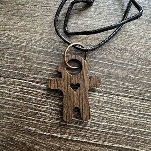 New! Wooden Heart Pendant Necklace